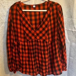 Old Navy Red/Black Gingham/Buffalo Plaid Blouse